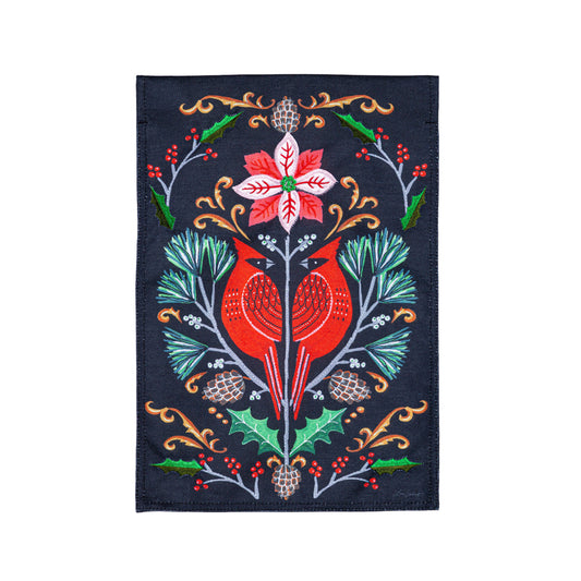 Cardinal Damask Burlap House Flag; Polyester 28"x44"