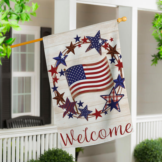 Americana Star Wreath House Flag