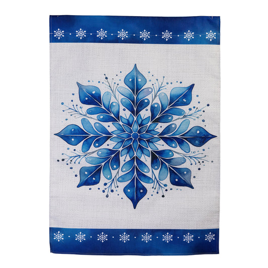 Sparkling Snowflake Printed Burlap House Flag; Polyester 28"x44"