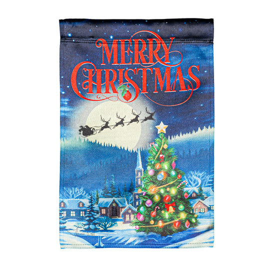 Santa's Sleigh on Christmas Lustre House Flag; Polyester 29"x43"