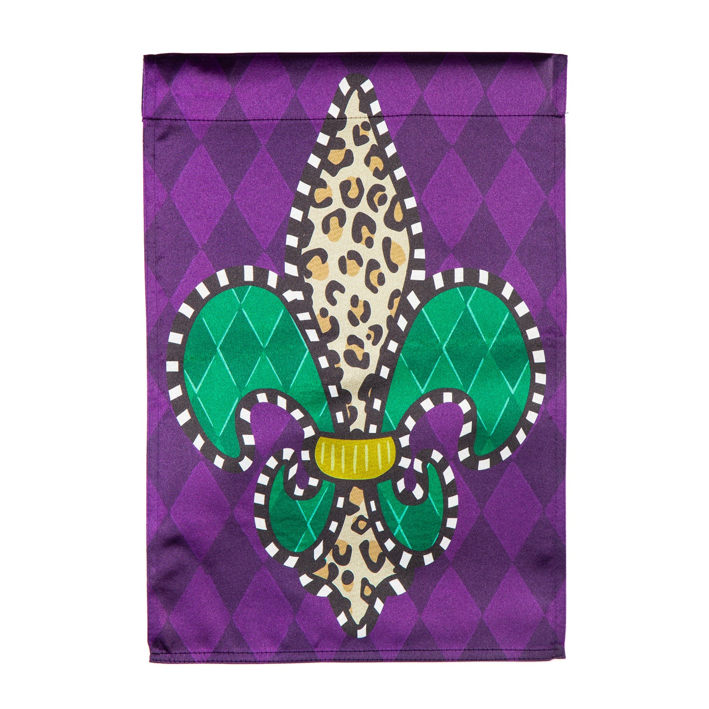 Animal Print Fleur de Lis Printed Lustre House Flag; Polyester 29"x43"