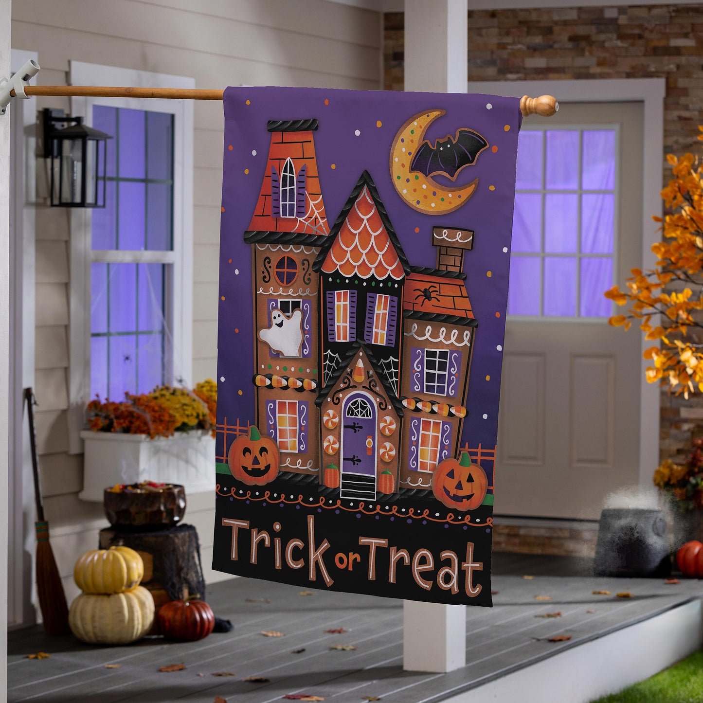 Trick or Treat Sweets Lustre House Flag; Polyester 29"x43"