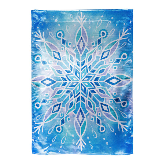 Vibrant Snowflake Lustre House Flag; Polyester 29"x43"