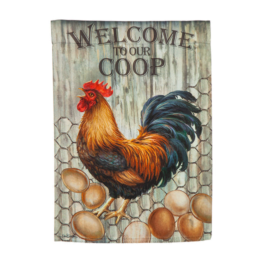 Welcome to Our Coop Suede House Flag; Polyester 29"x43"