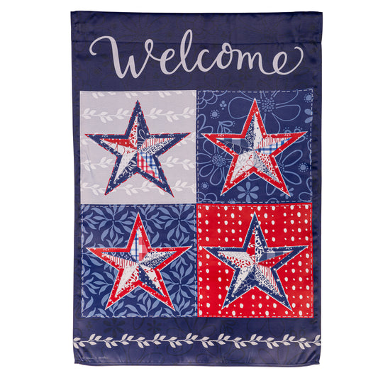 Red, White, & Blue Stars Suede House Flag; Polyester 29"x43"