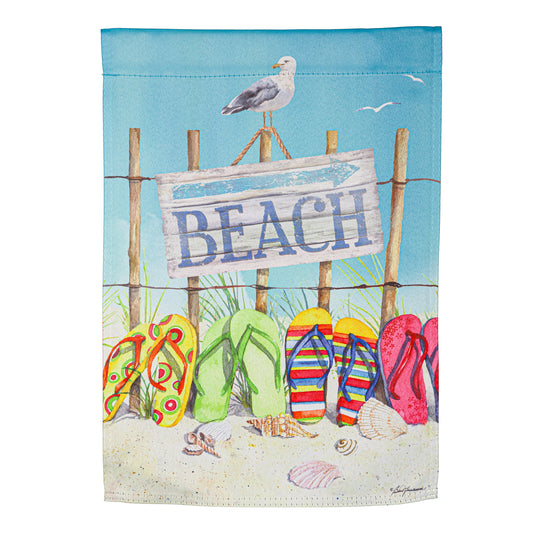 Flip Flops on the Beach Suede House Flag; Polyester 29"x43"