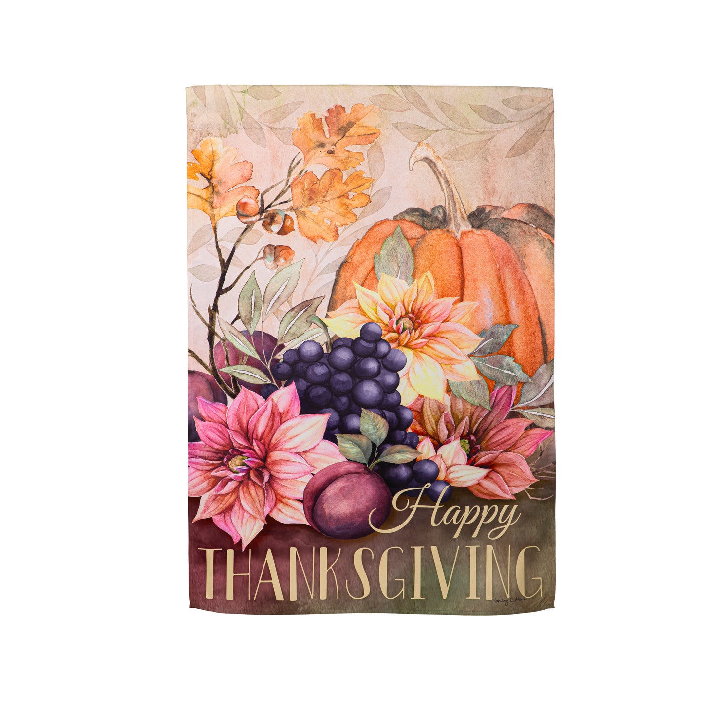 Happy Thanksgiving Printed Suede House Flag; Polyester 29"x43"