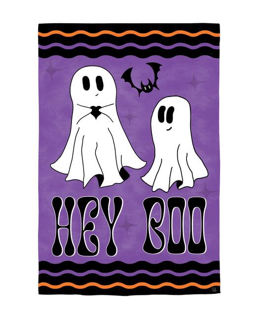 Hey Boo Printed Suede House Flag; Polyester 29"x43"