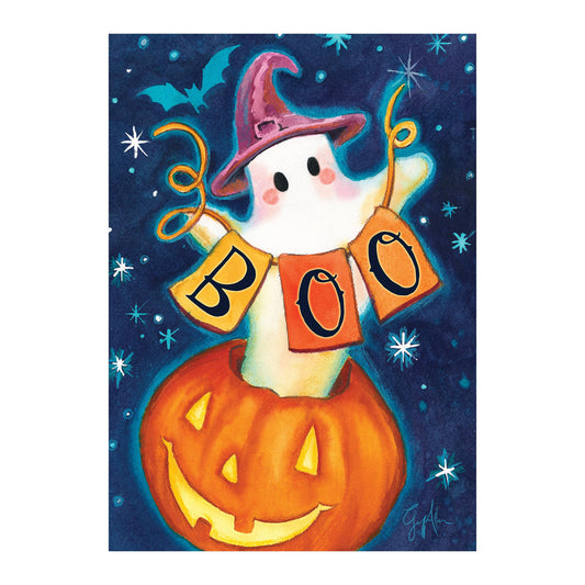 Boo Printed Suede House Flag; Polyester 29"x43"