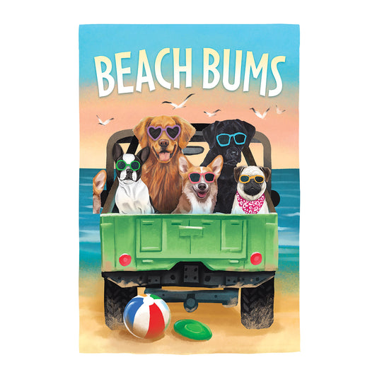 Beach Bum Jeep Pups Garden Flag