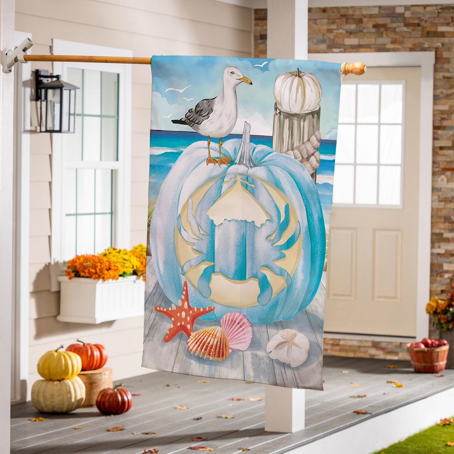 Crab O'Lantern Garden Suede House Flag; Polyester 29"x43"
