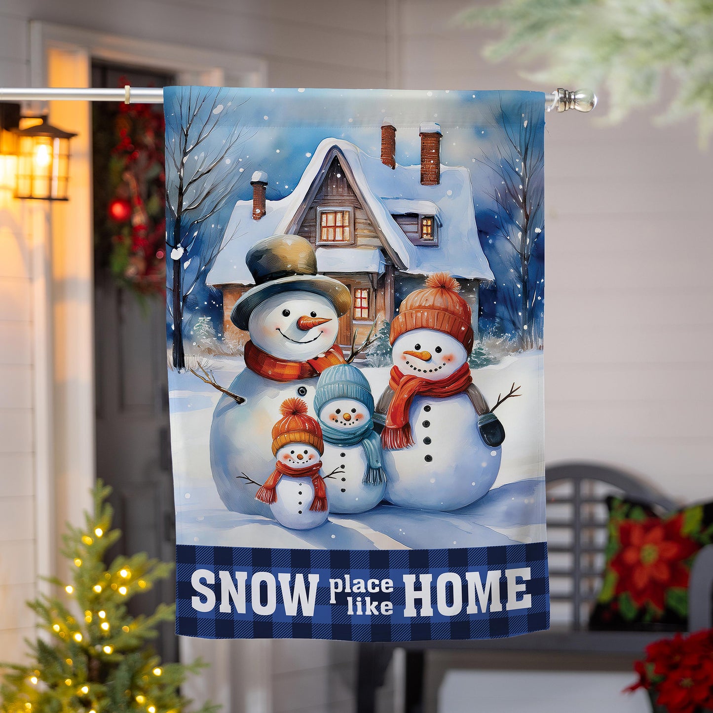 Snow Place Like Home Suede House Flag; Polyester 29"x43"