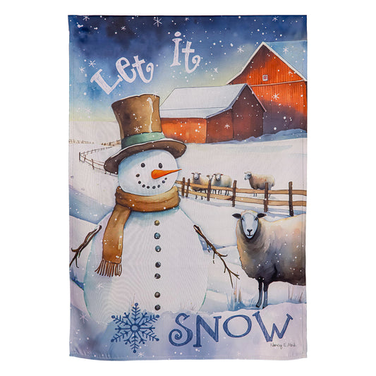 Winter Farm Suede House Flag; Polyester 29"x43"