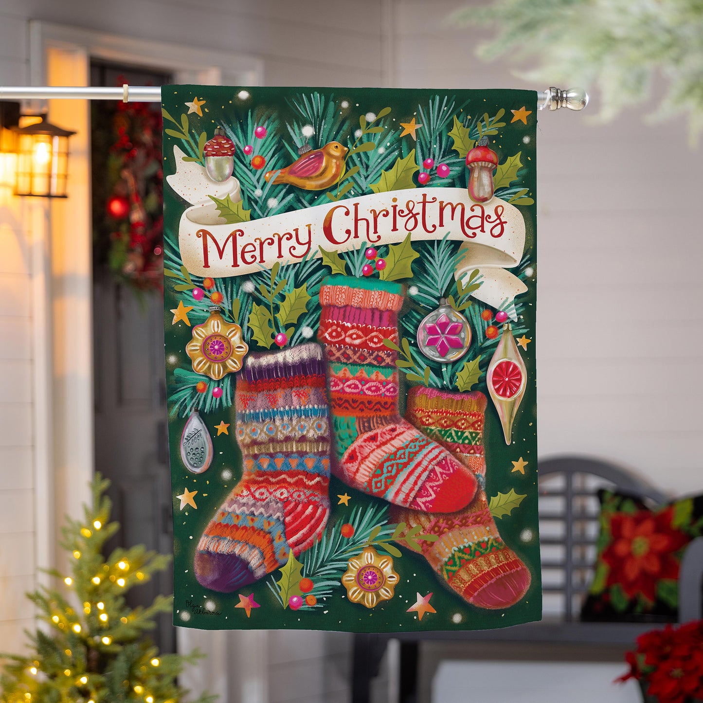 Sock Ornaments Suede House Flag; Polyester 29"x43"