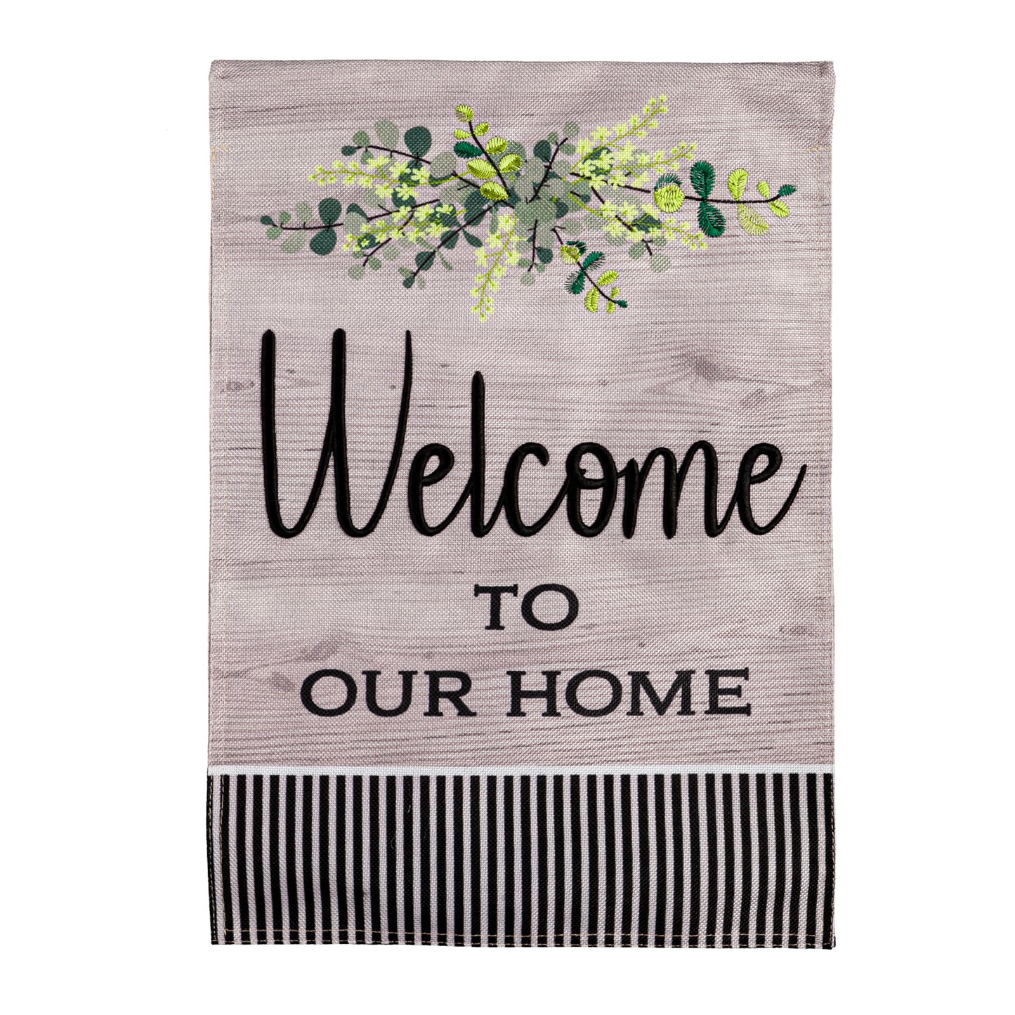 Wood Grain Welcome Printed Burlap Garden Flag; Polyester 12.5"x18"