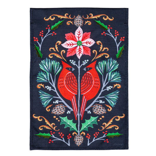 Cardinal Damask Printed Burlap Garden Flag; Polyester 12.5"x18"