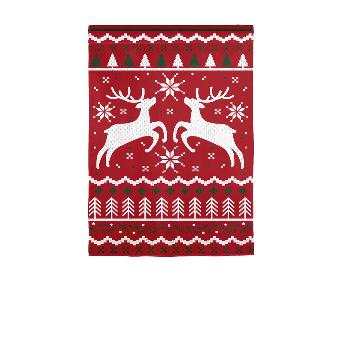 Reindeer Christmas Printed Burlap Garden Flag; Polyester 12.5"x18"