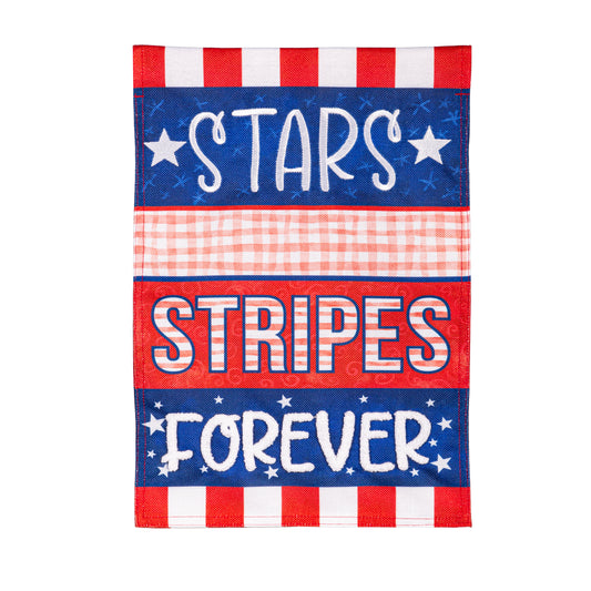 Stars & Stripes Forever Burlap Garden Flag; Polyester 12.5"x18"