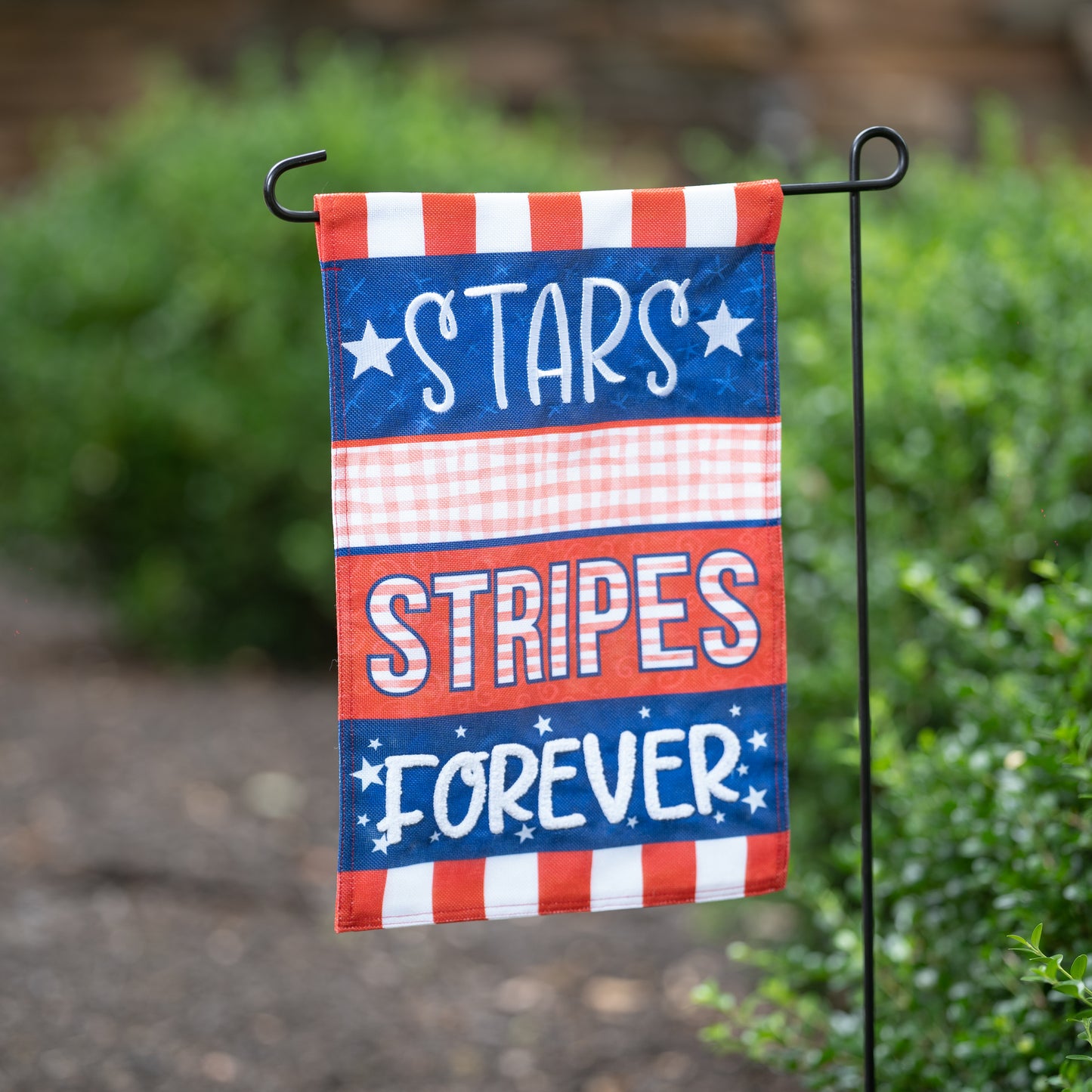 Stars & Stripes Forever Burlap Garden Flag; Polyester 12.5"x18"