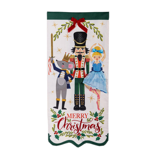 Nutcracker Christmas Everlasting Impressions Garden Flag; Polyester-Linen Blend 12.5"x28"