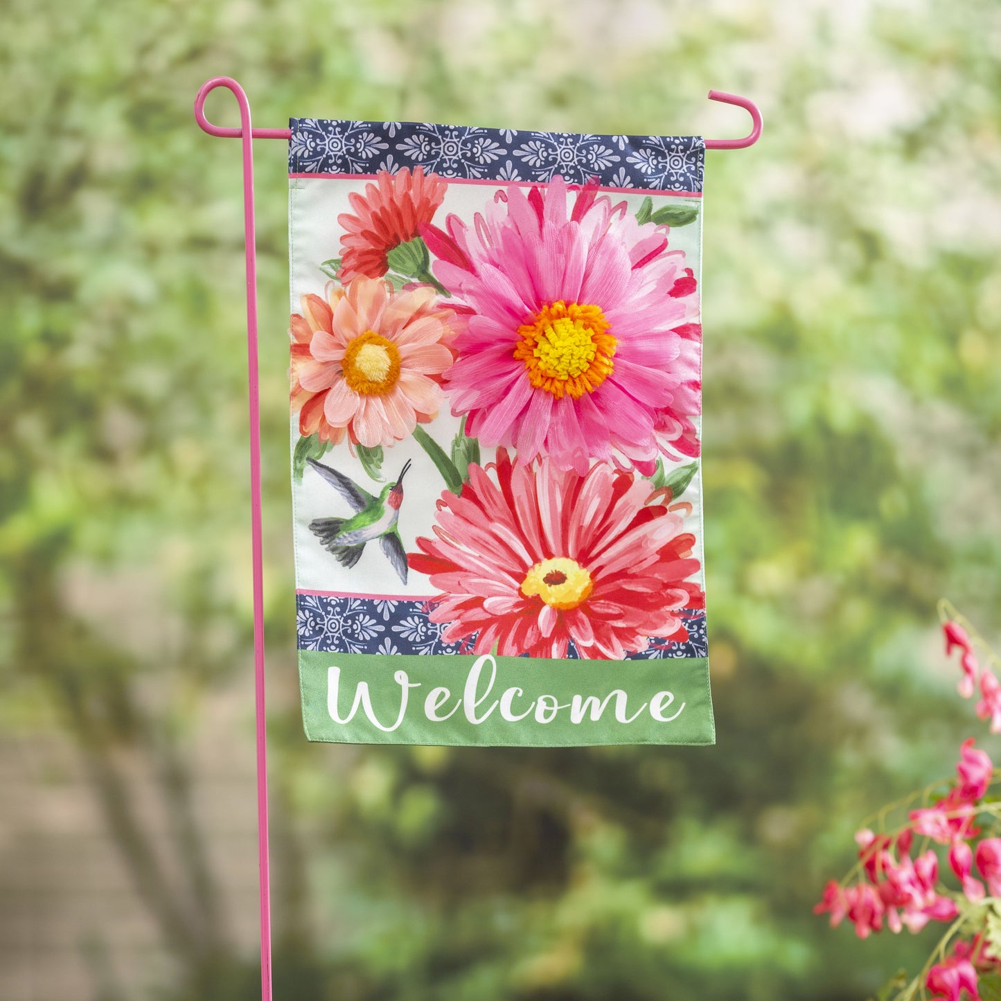 Gerberas and Hummingbird Garden Flag