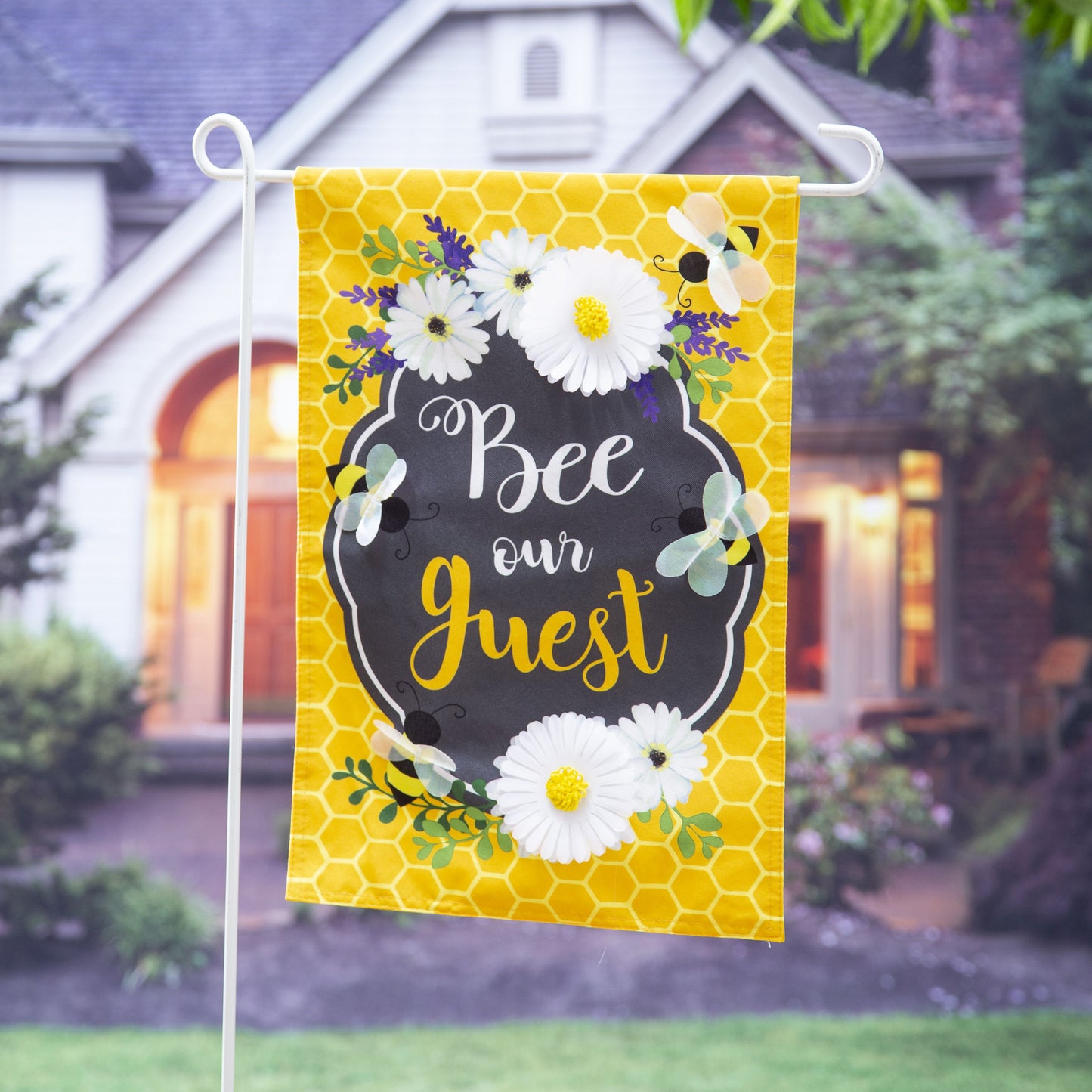 Bee Our Guest Frame Garden Flag