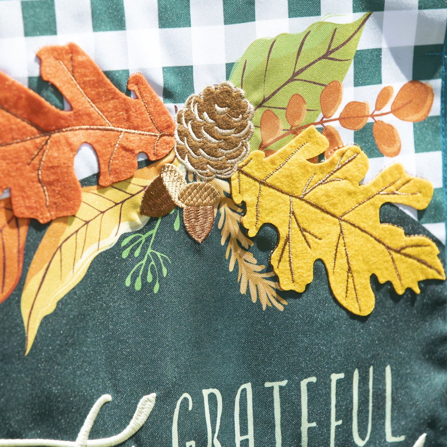 Grateful Thankful Blessed Leaves Everlasting Impressions Garden Flag; Polyester-Linen Blend 12.5"x28"