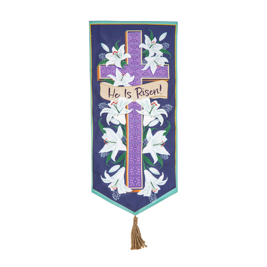 Crosses and Lilies Everlasting Impressions Garden Flag; Polyester-Linen Blend