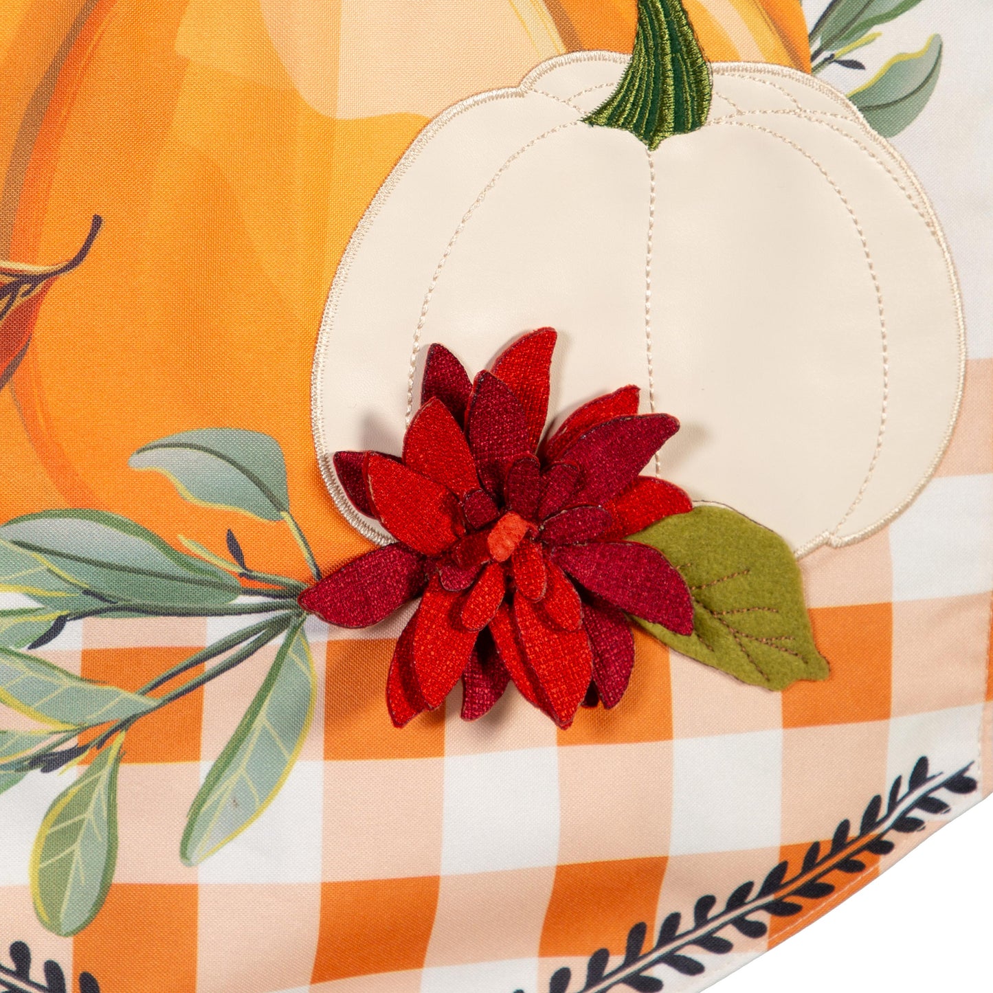 Give Thanks Pumpkins Everlasting Impressions Garden Flag; Polyester-Linen Blend 12.5"x28"