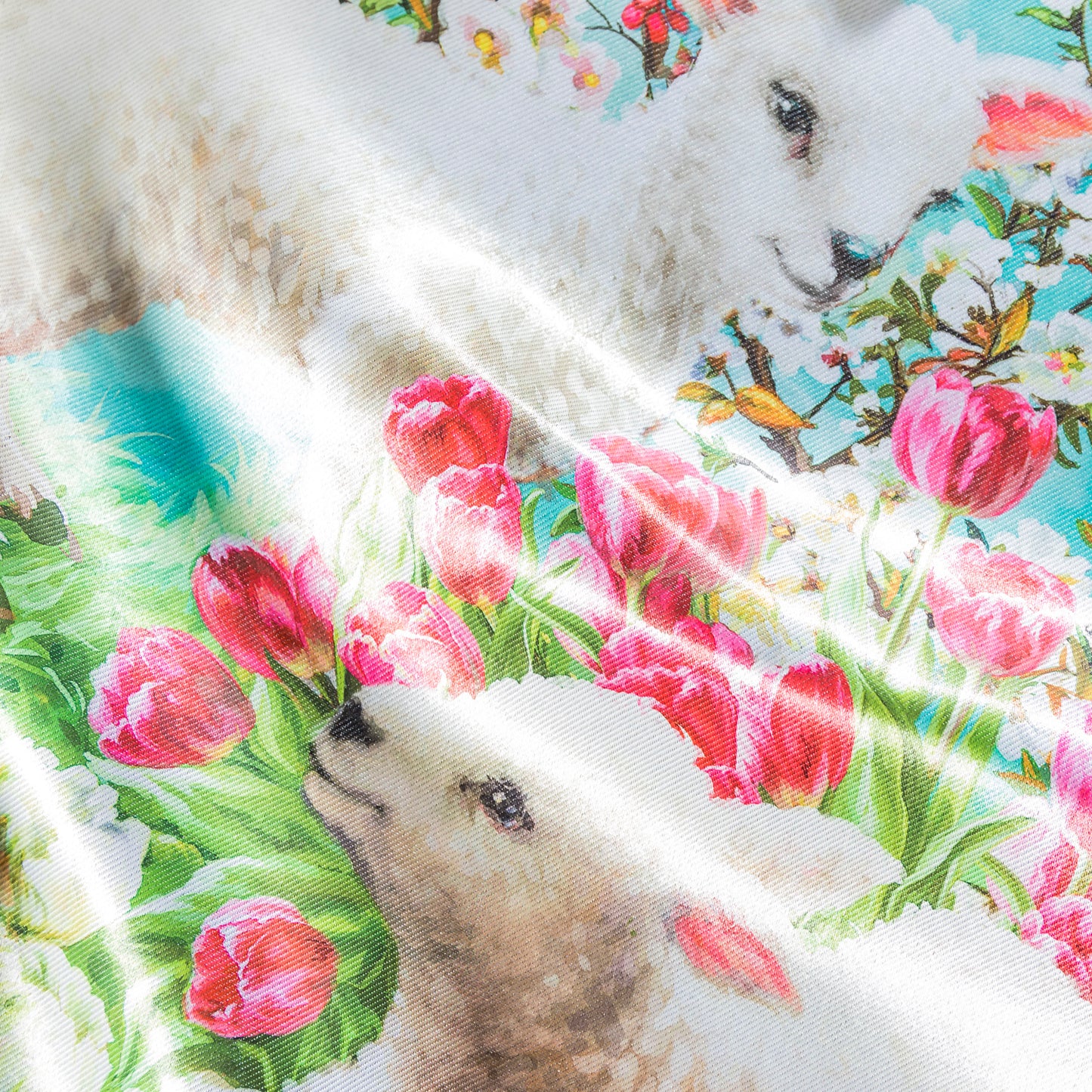Easter Lambs Lustre Garden Flag; Linen Polyester 12.5"x18"