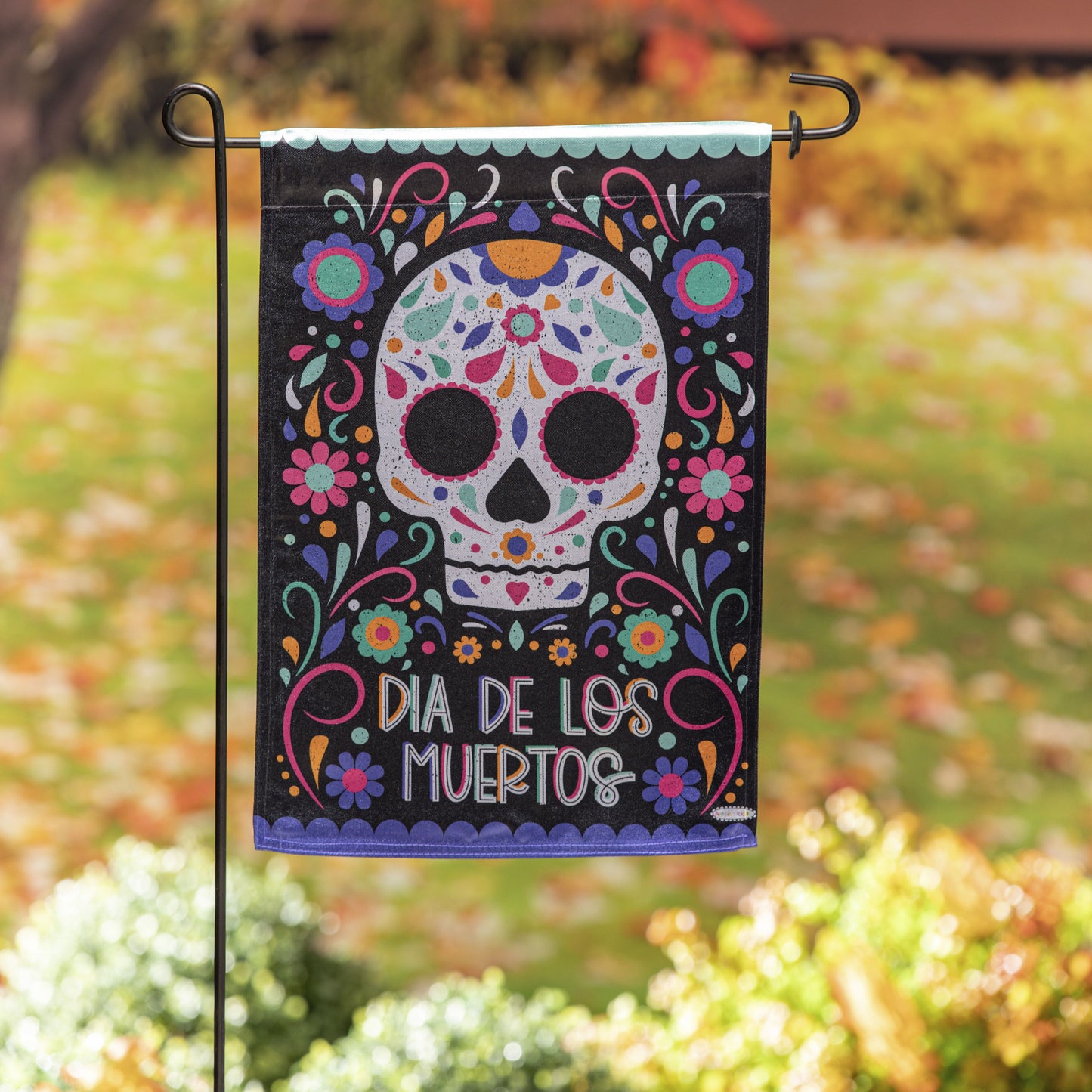 Day of the Dead Lustre Garden Flag; Linen Polyester 12.5"x18"