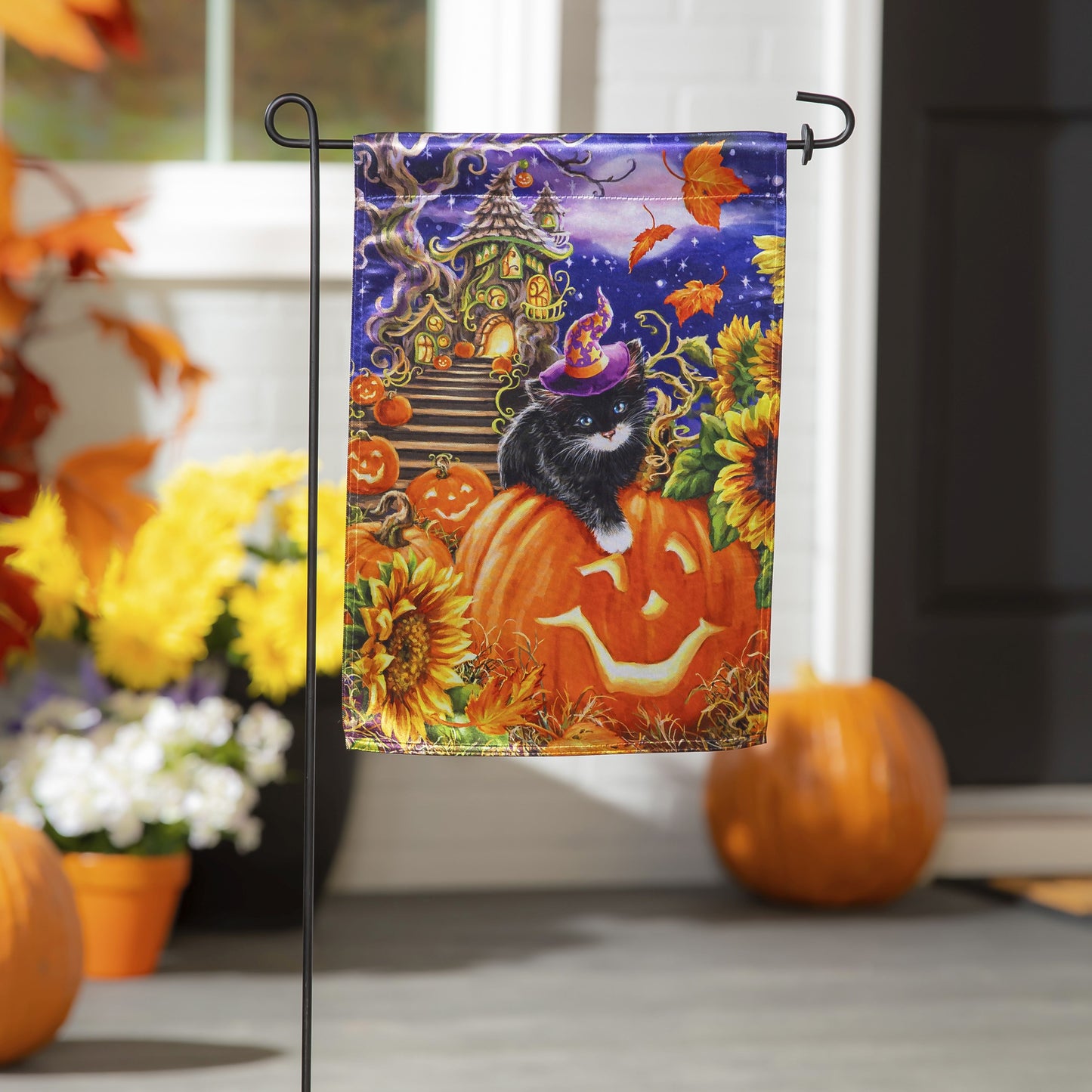 Halloween Kitten Lustre Garden Flag