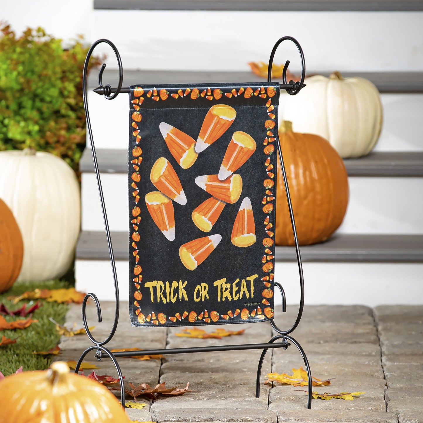Candy Corn Greetings Garden Flag