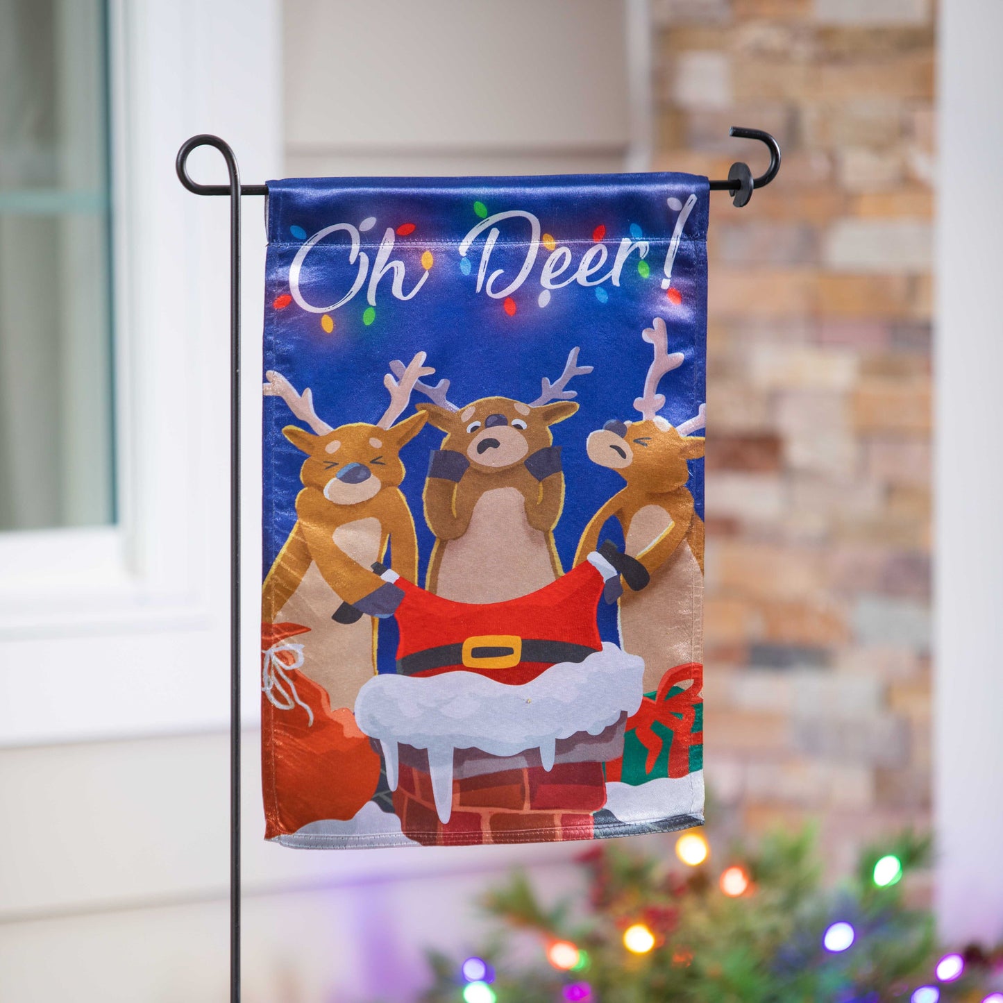 Oh Deer Lustre Garden Flag; Linen Polyester 12.5"x18"