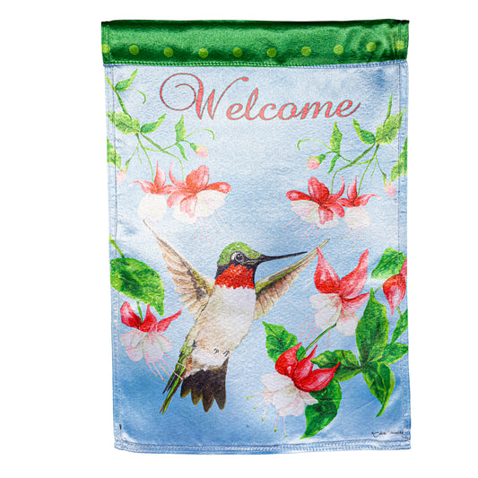 Hummingbird & Flowers Lustre Garden Flag
