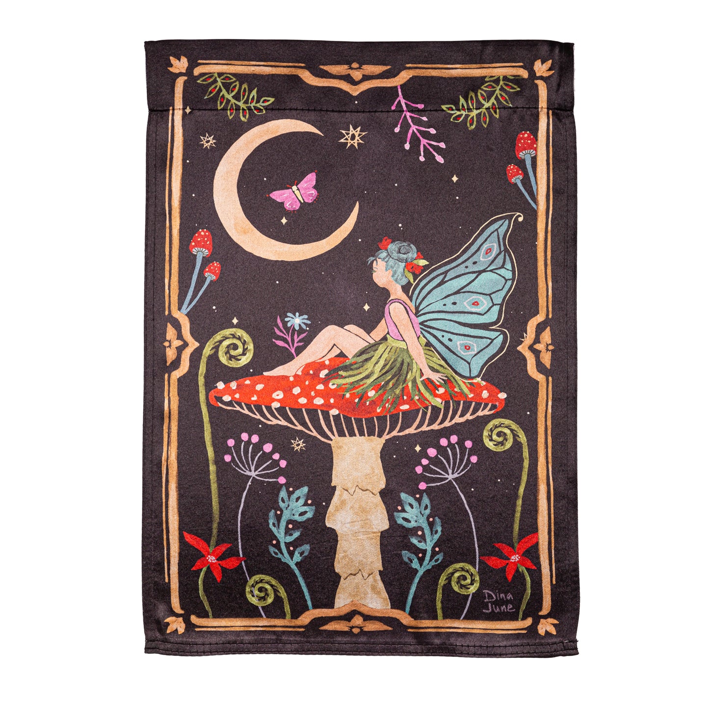 Fairy Wonderland Lustre Garden Flag; Polyester 12.5"x18"