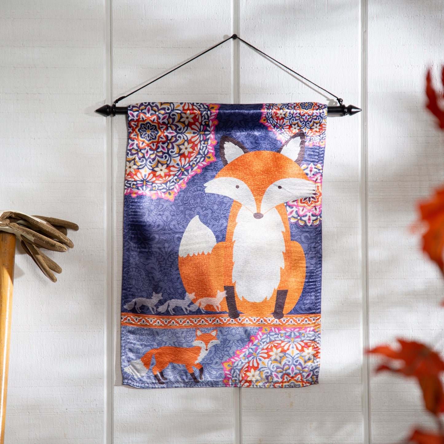 Fox in Fall Lustre Garden Flag; Polyester 12.5"x18"