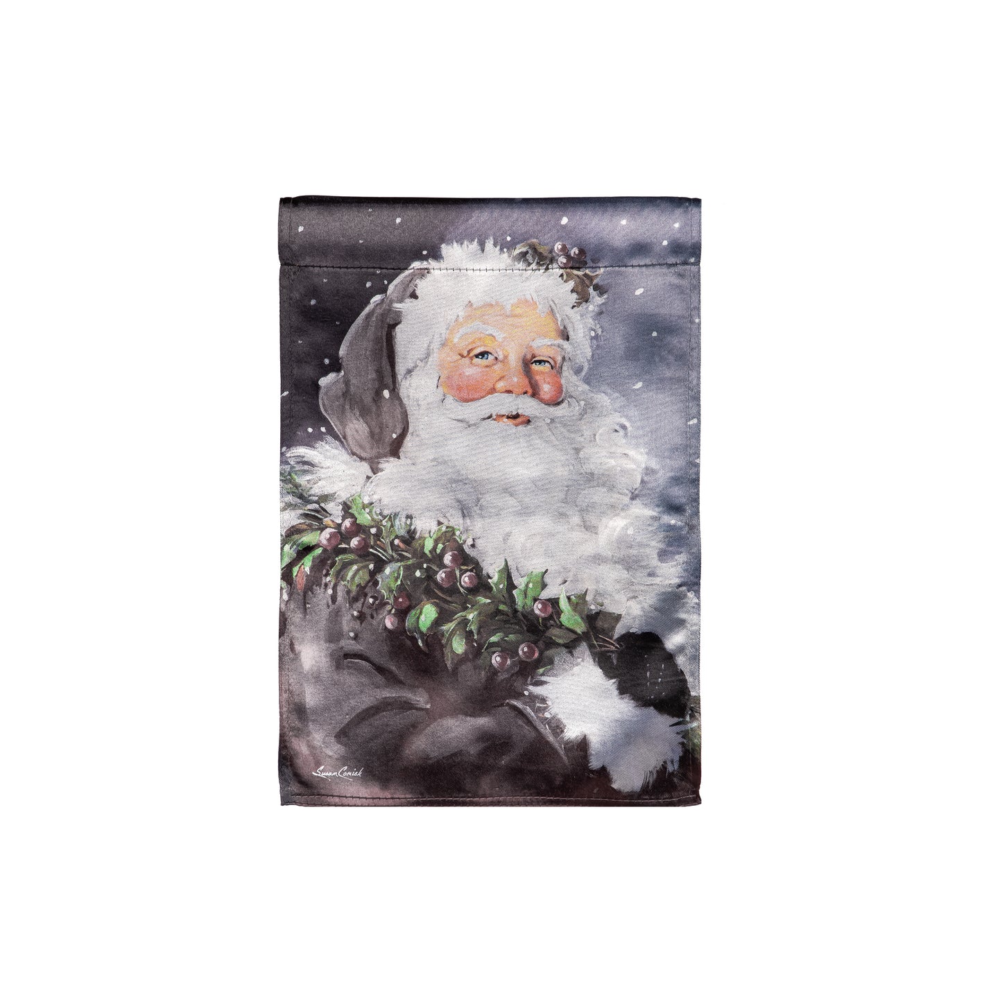 Santa in the Winter Lustre Garden Flag; Polyester 12.5"x18"