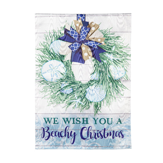 Beachy Christmas Wishes Garden Flag; Polyester 12.5"x18"