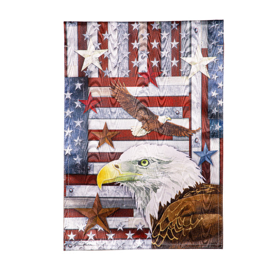 Patriotic Eagle Moire Garden Flag; Polyester 12.5"x18"
