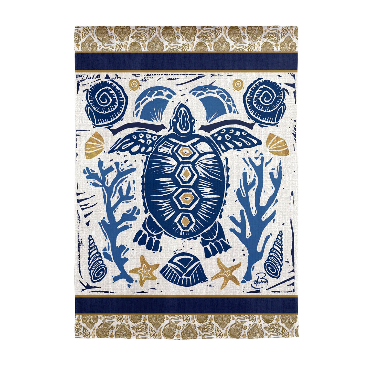 Primitive Sea Turtle Garden Flag