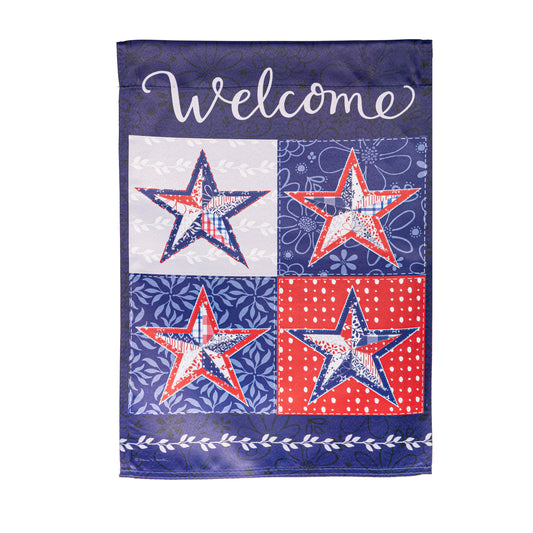 Red, White, & Blue Stars Suede Garden Flag; Polyester 12.5"x18"