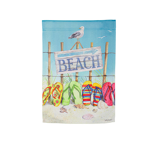 Flip Flops on the Beach Suede Garden Flag; Polyester 12.5"x18"