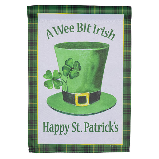 Wee Bit Irish Hat Suede Garden Flag; Polyester 12.5"x18"