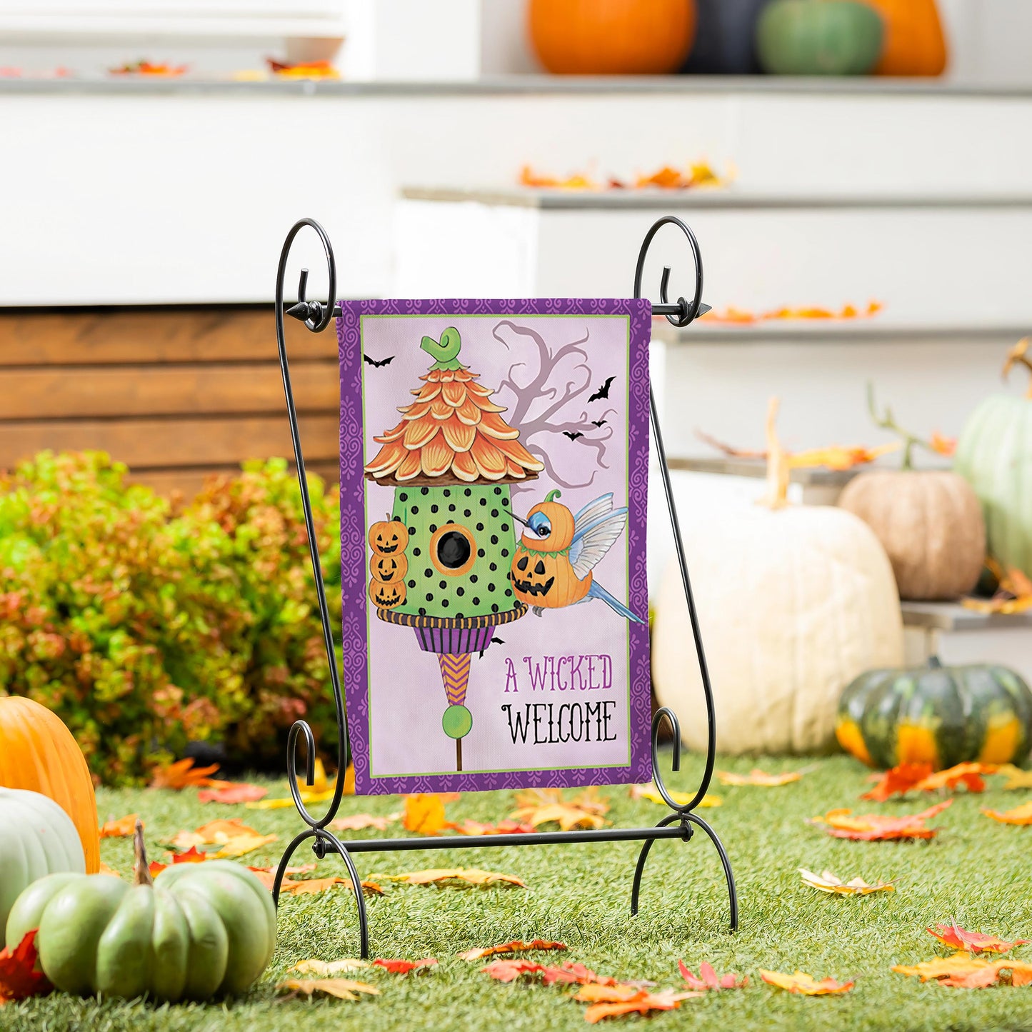 Trick or Tweet Printed Suede Garden Flag; Polyester 12.5"x18"