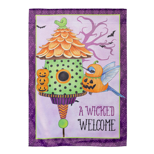 Trick or Tweet Printed Suede Garden Flag; Polyester 12.5"x18"