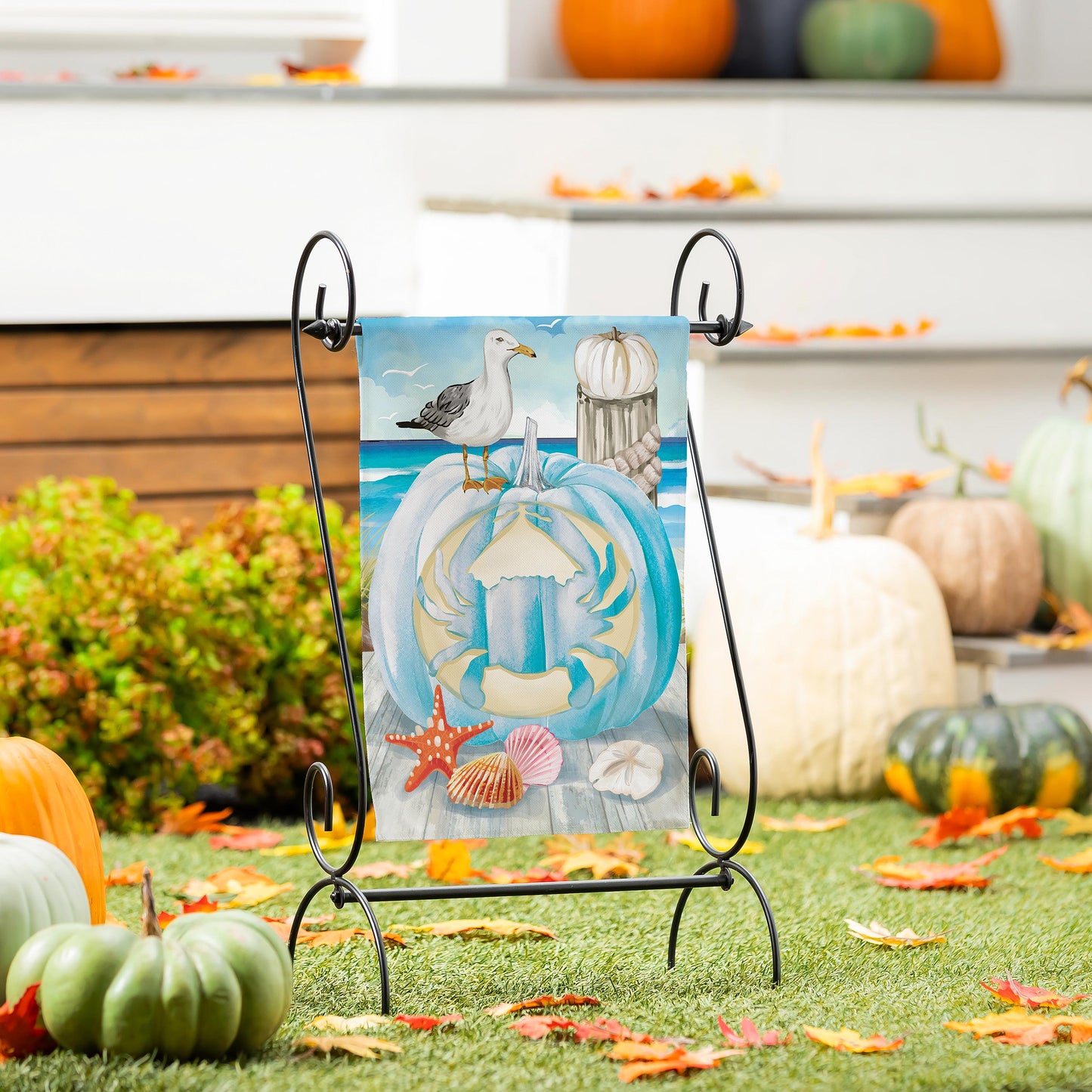 Crab O'Lantern Printed Suede Garden Flag; Polyester 12.5"x18"