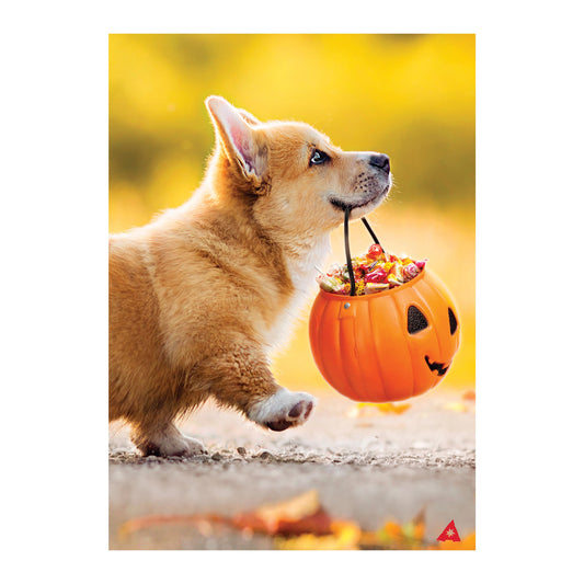 Trick or Treat Puppy Printed Suede Garden Flag; Polyester 12.5"x18"