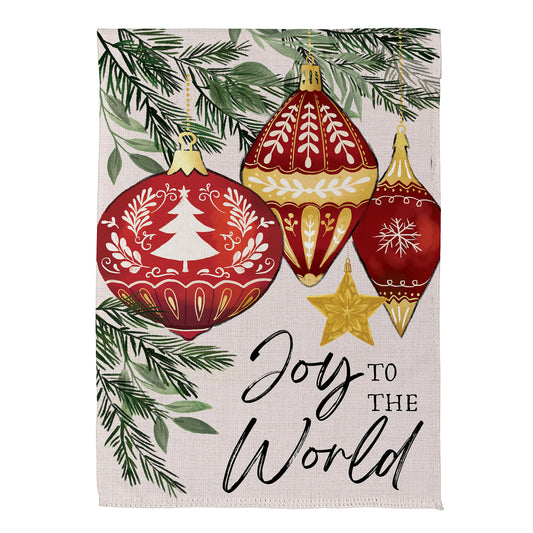 Joy to the World Ornaments Printed Suede Garden Flag; Polyester 12.5"x18"