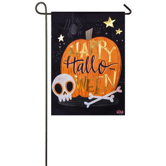 Halloween Skull Printed Suede Garden Flag; Polyester
